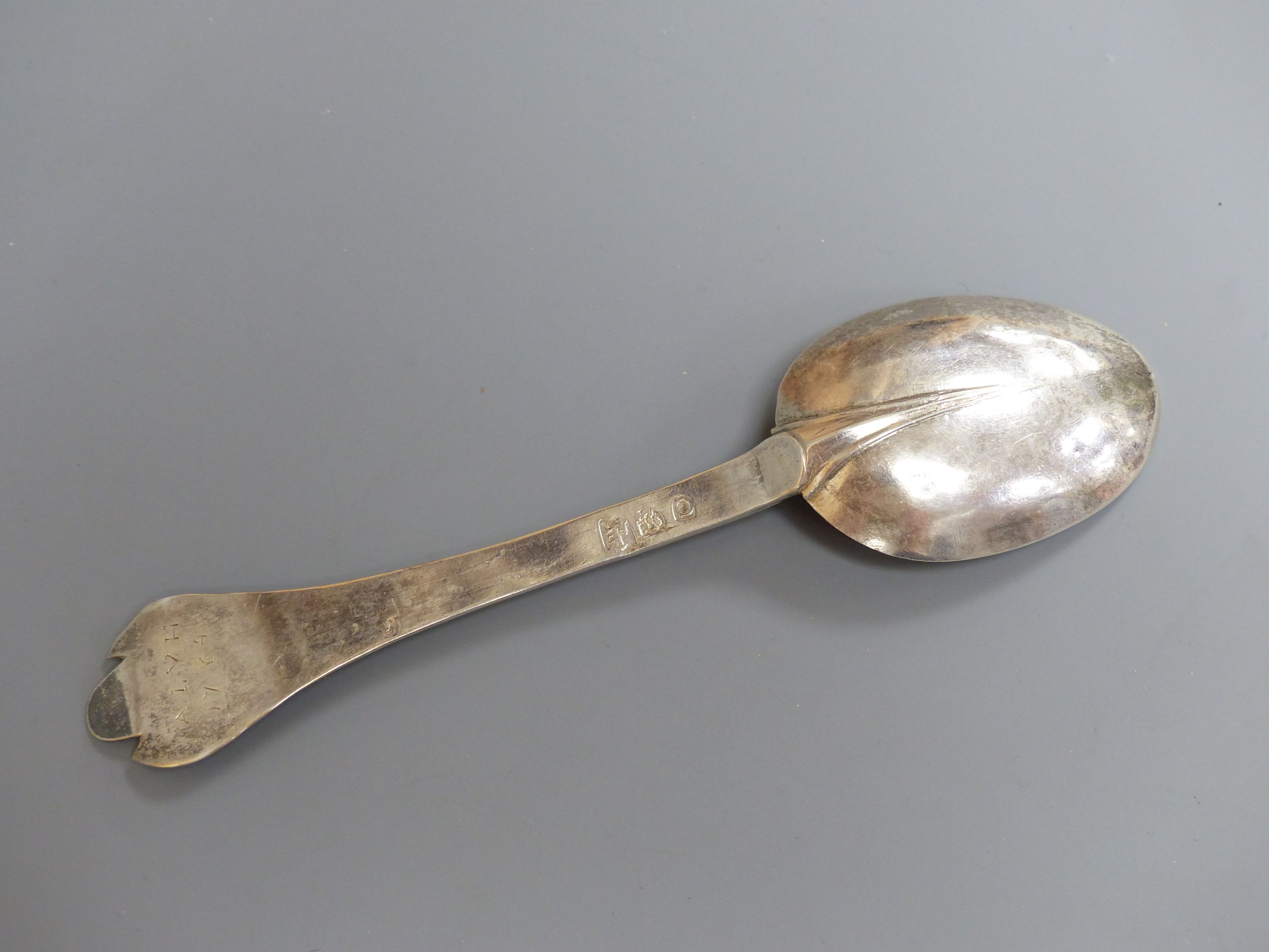 An early 18th century continental? white metal trefid spoon